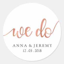 Rond Nous faisons Merci Rose Mariage or Sticker