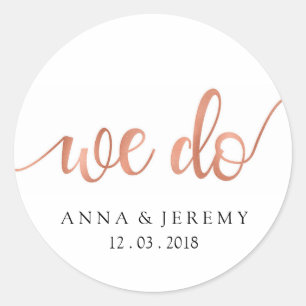 Rond Nous faisons Merci Rose Mariage or Sticker
