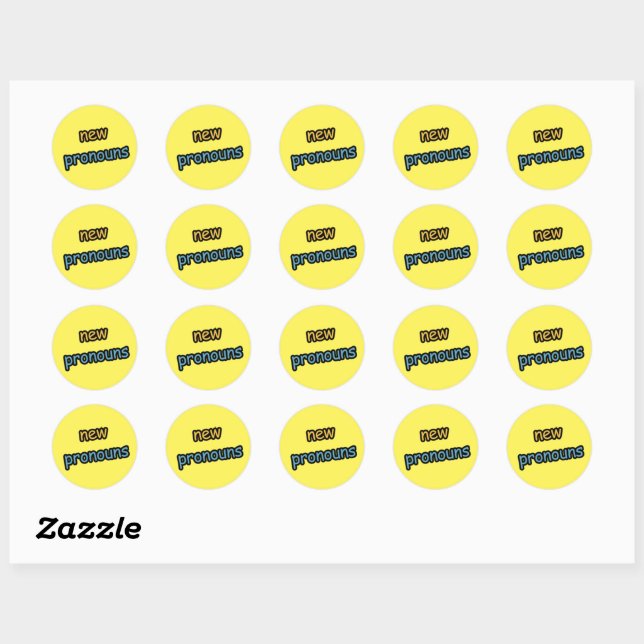 Rond Nouveau Pronouns Comic Sans Sticker (Feuille)
