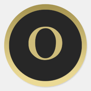 Rond O :: Monogramme O Élégant Sticker Or et Noir
