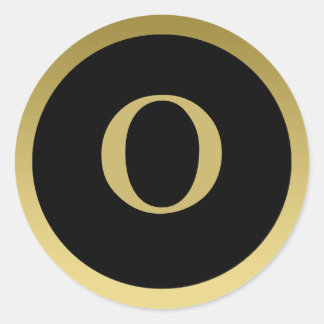 Rond O :: Monogramme O Élégant Sticker Or et Noir