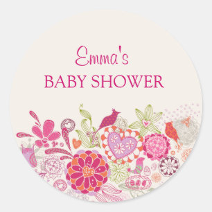 Rond Oiseau en fleurs du jardin Sticker Baby shower