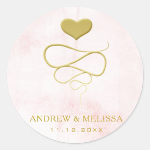 Rond Ornement de coeur de Faux Gold Sticker Mariage
