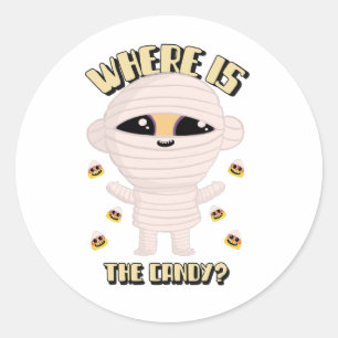 Rond Où est le bonbon ? Sticker d'Halloween maman migno