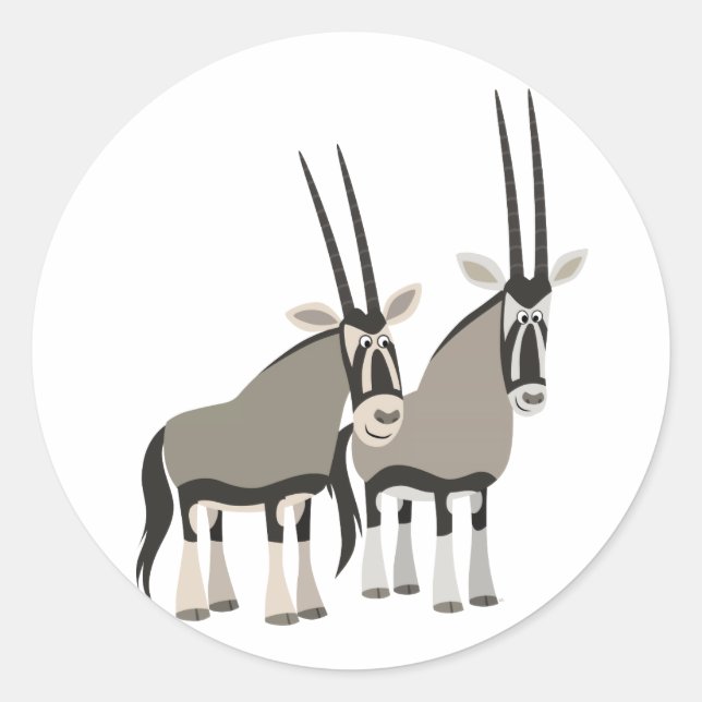 Rond Paire mignonne de sticker d'oryxes de dessin (Devant)