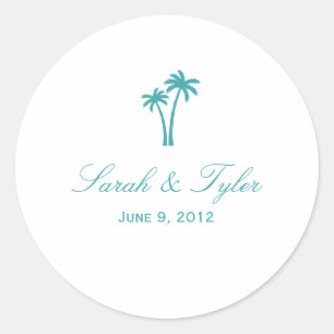 Rond Palmiers Favoriser Sticker - Blanc/Aqua