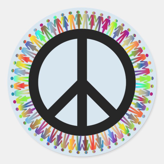 Rond Panneau de Paix Personnes Sticker Bleu (Devant)