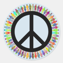Rond Panneau de Paix Personnes Sticker Bleu