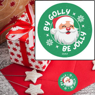 Rond Par Golly Be Jolly mignon Sticker Père Noël Christ
