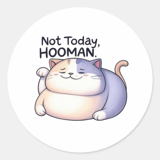 Rond Pas aujourd'hui, Hooman Lazy Chat Sticker (Devant)