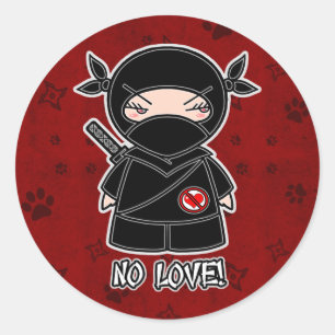 Rond Pas d'Amour ! Ninja En Sticker Rouge