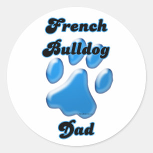 Rond Pawprint bleu papa Bulldog français - Sticker