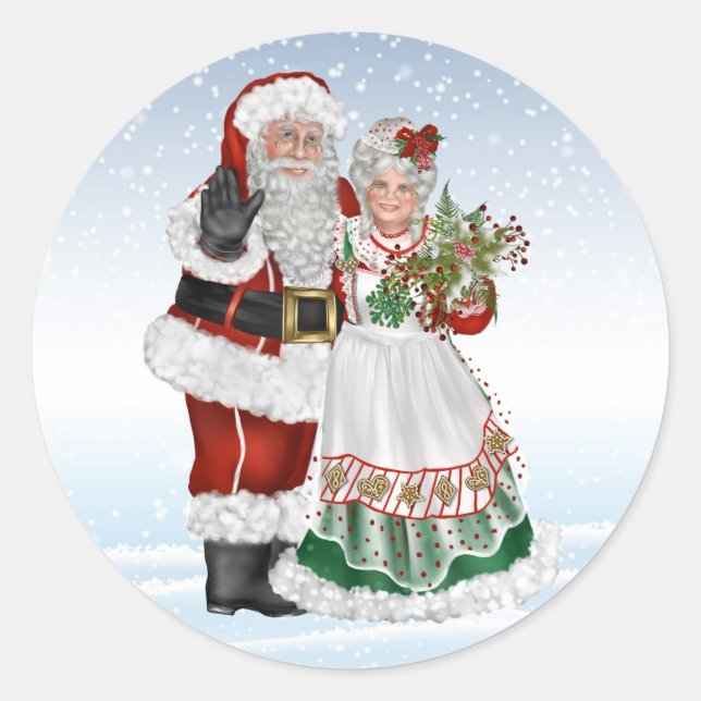 Rond Père Noël et Mme Claus Sticker (Devant)