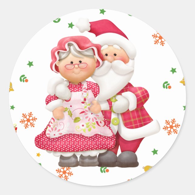 Rond Père Noël et Mme Claus Sticker (Devant)