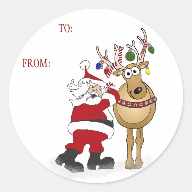 Rond Père Noël reiner Christmas sticker cadeau : A : (Devant)