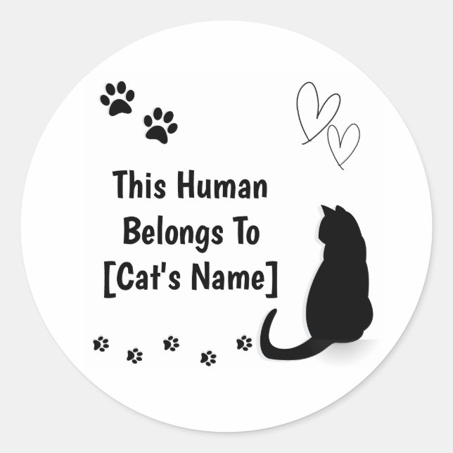 Rond Personalized Black Cat Sticker (Devant)