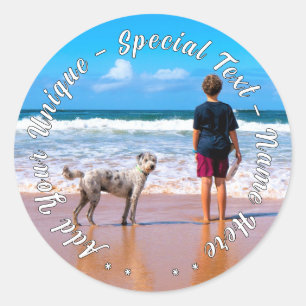 Rond Personnalisé Votre Sticker Photo Animal Texte Pers