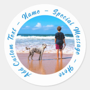 Rond Personnalisé Votre Sticker Photo Nom de texte pers