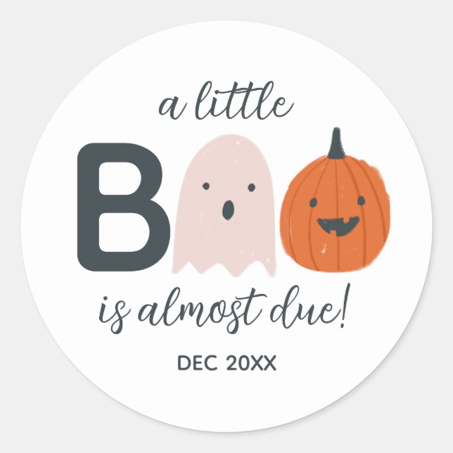 Rond Petit Baby shower Boo Sticker Classic Round (Devant)