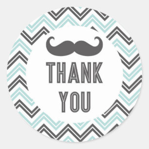 Rond Petit Homme Mustache Chevron Sticker Merci