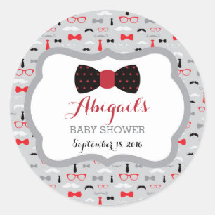 Rond Petit Homme Sticker Baby shower, Noir, Rouge, Gris