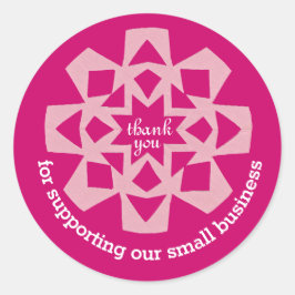 Rond Petite entreprise merci sticker rose flocon de nei