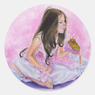 Rond Petite princesse Kissing Frog Sticker