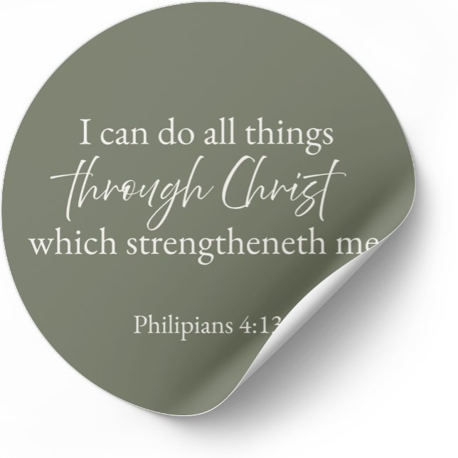 Rond Philippians 4:13 Christian Sticker (Minimalist Bible verse sticker — Philippians 4:13)