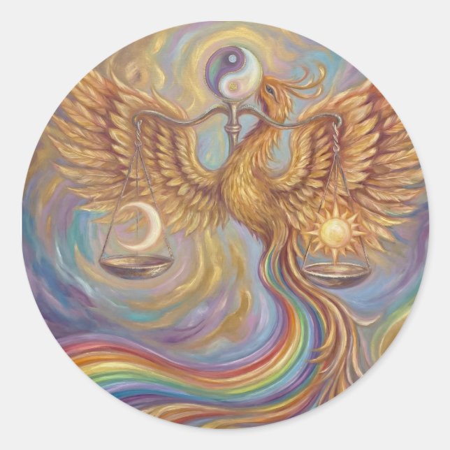 Rond Phoenix Balance Yin Yang Sticker (Devant)