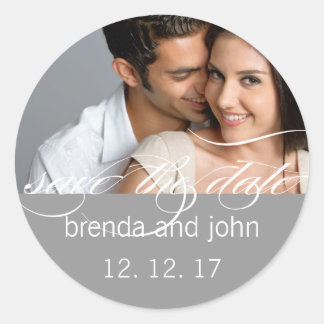 Rond Photo gris simple Enregistrer le sticker Mariage d