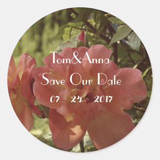 Rond Photographie rose Enregistrer la date Sticker