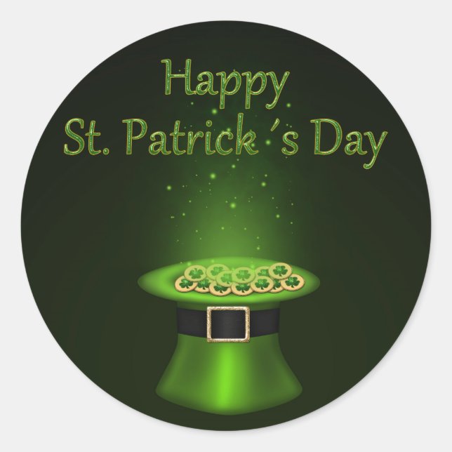 Rond Pièces Casquettes de la Saint-Patrick - Sticker (Devant)