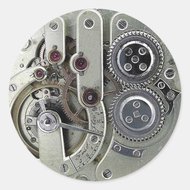 Rond Pièces mobiles Steampunk Sticker argent (Devant)