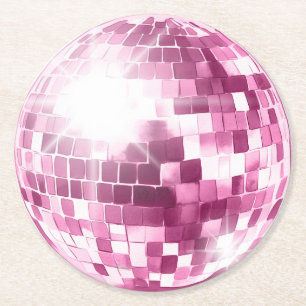 Rond Pink Disco Ball Dessous de verre ronds