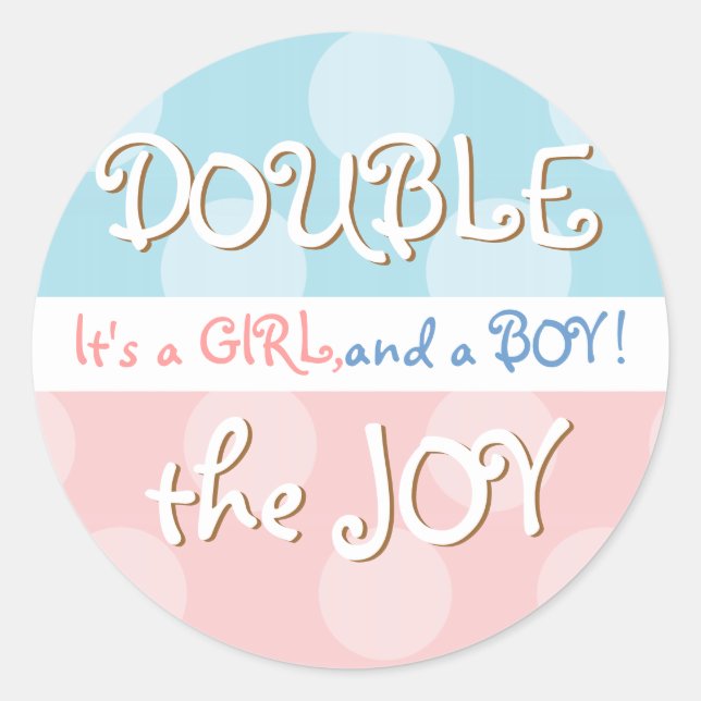Rond Pixie Polka Dot Twin Boy & Girl Baby Sticker (Devant)