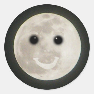 Rond Pleine lune Happy Face Sticker