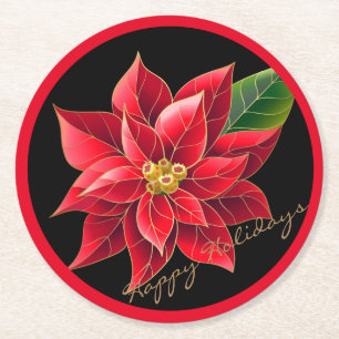 Rond Poinsettia de papier de dessous de verre de Noël