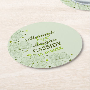 Rond Pois irlandais Mariage shamrock Dessous de verre p
