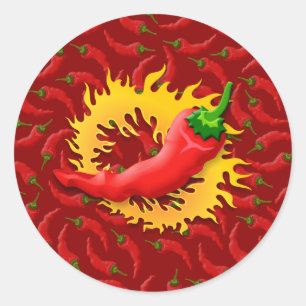Rond Poivre avec Sticker Arrondi classique flamme