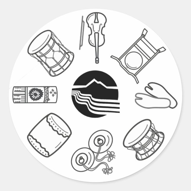 Rond Portland Taiko Line Art Sticker Sheet (Devant)