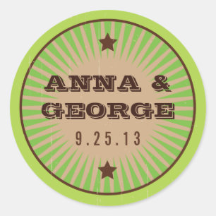 Rond Poster rustique : Sticker Mariage Apple Green