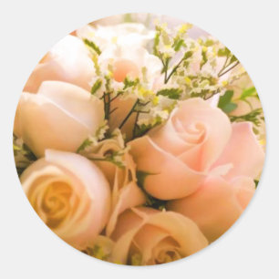 ROND PRECIEUX PEACH MARIAGE ROSES ENVELOPE SEAL STICKER