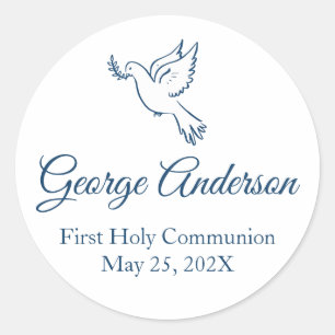 Rond Première communion Favoriser Sticker Blue Dove
