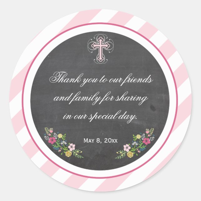 Rond Première communion | Sticker Faveur Baptême (Devant)