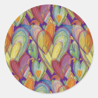 Rond Rainbow Love Hearts Art Custom Sticker Decal