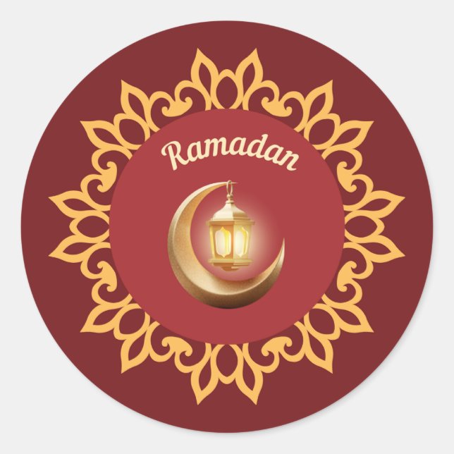 Rond Ramadan Lantern & Crescent Premium Sticker – Islam (Devant)