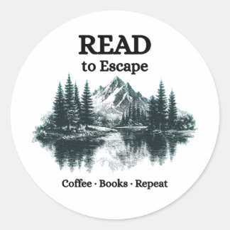 Rond Read to Escape - Coffee, Books, Repeat Sticker