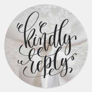 Rond Répondre Lacey Mariage Classic Round Sticker