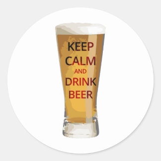 Rond Restez calme et buvez Sticker Bière