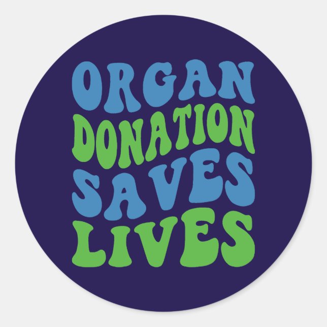Rond Retro Style Organ Donation Saves Lives Sticker (Devant)